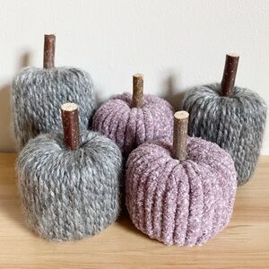 Purple & Gray Handmade Pumpkin Decor Set of 5